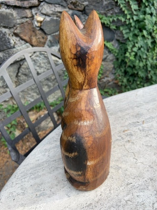 JP 13” hand-carved wooden cats figurine
