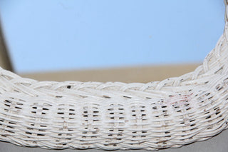 White Wicker Oval Mirror