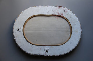 White Wicker Oval Mirror