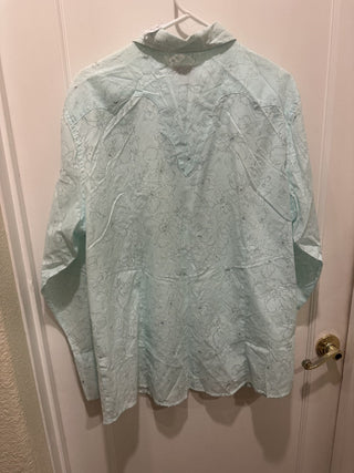 Roper Women's Western Light Blue Floral Silver Accents XL Shirt with Pearl Snaps XL #63 VV MTS