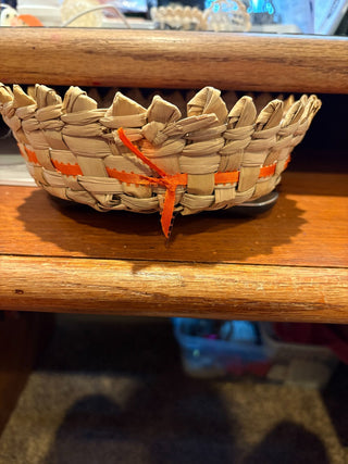 Tortillero de Tule w/peaks (tortilla warmer basket) w/halloween cushion decor RCD
