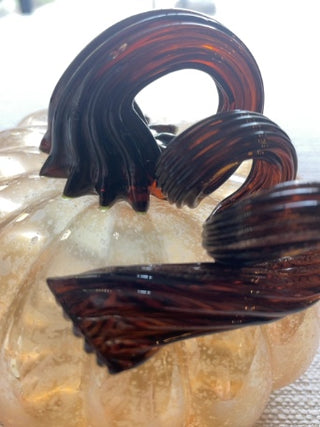 Amber colored  glass pumpkin Brown stalk