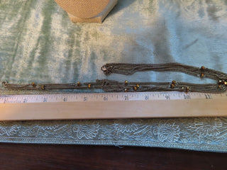 Long Double gold tone chain necklace w/rhinestones RCD|134447