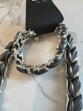 Kramer Grey leaf choker/Bracelet set|51945