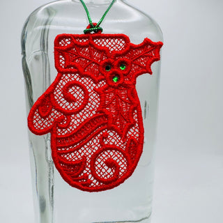 Embroidered Ornament - Red Mitten - RCD|137571