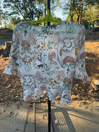 Topshop White Floral Jungle Themed Blouse With Drawstring Size 10