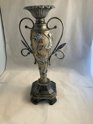 16” tall fancy scrollwork candle holder w/ flowers RCD