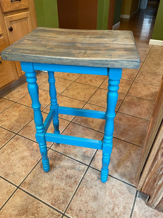 Wooden w/ Teal Legs Side Table ~MTS|115495