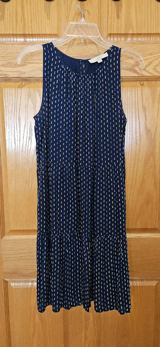 Dress, Navy & specked, Loft brand, sz xs, sleevless, RSV|104013