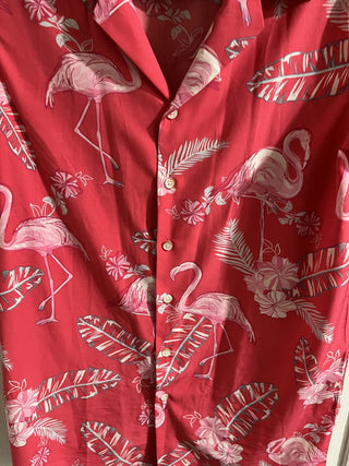 Men's Small Pink Flamingo Hawaiian Shirt Designed in Italy RCD|158759
