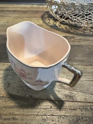 Limoges Glo Peche Pink Pansy Creamer Vintage MTS