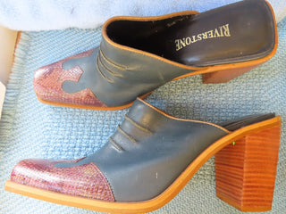 Leather Chunky Heel Sip on Mules/boots size 10 RS|70726