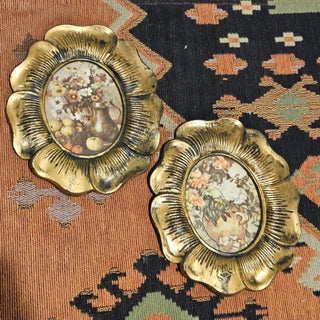 Ornate Oval Gold Floral Framed Hanging Art - Still Life Scene (BRI) - MTS|116911