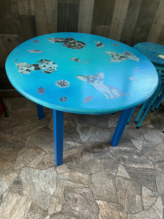 Custom Designed Kids Puppy Table and Four Chairs/Stools For Kids (set of 5) Puppy Design RSV