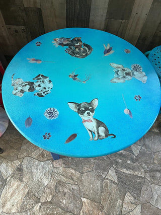 Custom Designed Kids Puppy Table and Four Chairs/Stools For Kids (set of 5) Puppy Design RSV