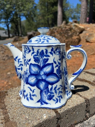 JP Vintage Blue Mum By Sadek Large Teapot 7.5”