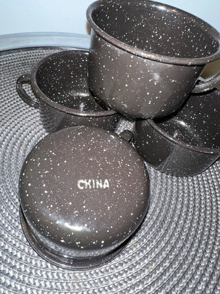 Mug/Cup Tin Black SET 4 MTS