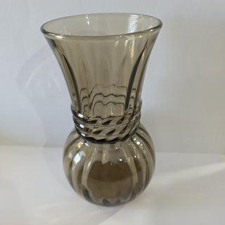 30% OFF - Vintage Smoke Brown Fluted/Swirl Glass Vase (BRI) - MTS