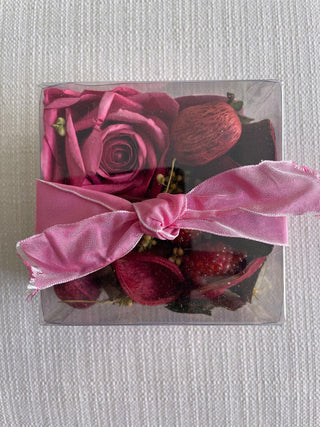 Rose potpourri box pink ribbon