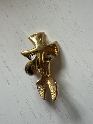VTG Gold Tone clip on earrings cross MTS