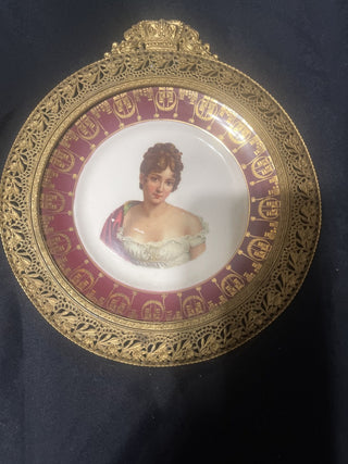 porcelain portrait plate in metal frame rsv