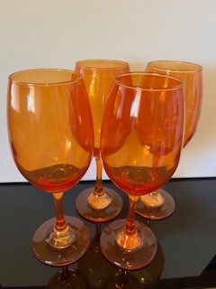 #2317 Orange Glass Stemware 4-Set