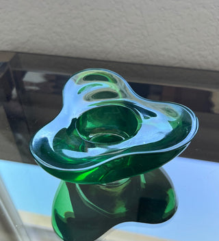 Crystal green clover candle holder RSV|67689