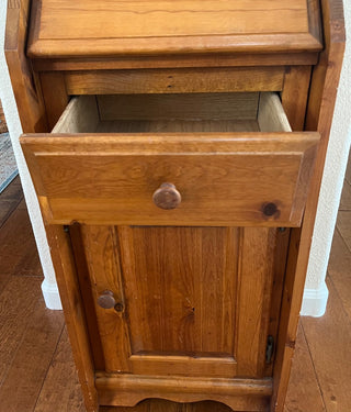 VINTAGE SOLID WOOD PINE DROP DOWN DESK WITH DRAWER & 2-SHELF CABINET 39.5T X 11.5D X 17W DROP DOWN DEPTH 19.5 (KJS) RCD|94902