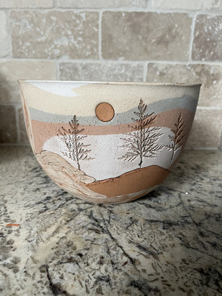 Vintage Brigitte Haag Layered Studio Art Southwestern Pottery Bowl Landscape Scene RCD