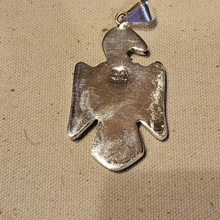 Sterling inlaid signed galaxy eagle pendant
