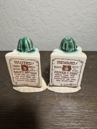 Vtg Cactus Wanted Poster Salt & Pepper Set MTS|80067