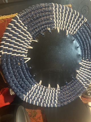 Rattan Woven Ocean Blue Serving Tray Basket #23 VV MTS