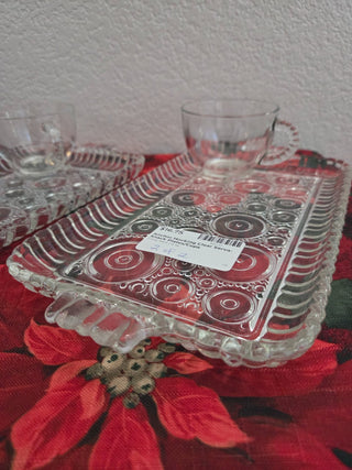 2 Sets Anchor Hocking Clear Serva-Snack Plates/Cups, RCD