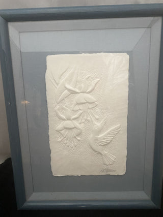 Paper sculpture hummingbird art signed|49530