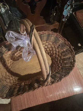 Vtg Wicker Patriotic Basket Gathering Herb Egg Basket #62 VV MTS|88168