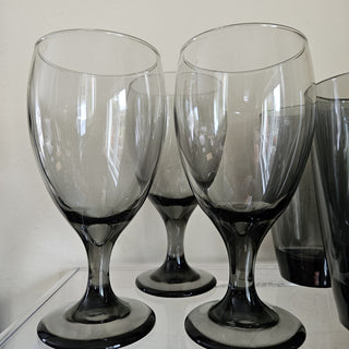 Libbey Smoke Gray Stemmed Wine Goblets (Set of 3) (BRI) - MTS|122457