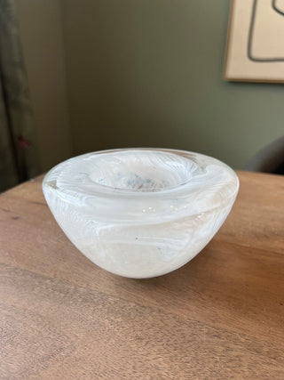 Kosta boda white swirl glass votive RSV