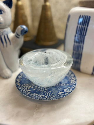 Kosta boda white swirl glass votive RSV