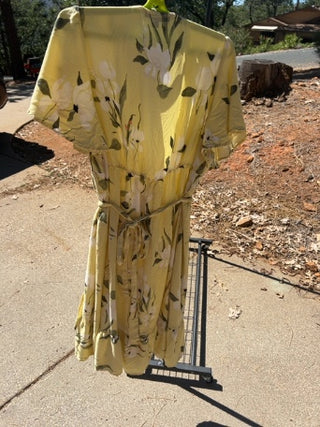 RACHEL Rachel Roy yellow floral wrap midi dress 2X