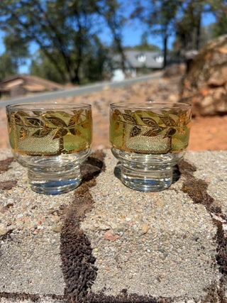 SET OF 2 vintage Culver Starlyte footed old fashion glasses