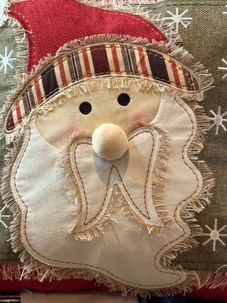 Santa Accent Pillow. 18"x18", red cloth back, santa face|120964