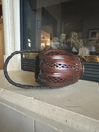 Antique Japanese Hanakago Bamboo Ikebana Basket 16"tall, 9" wide|67426