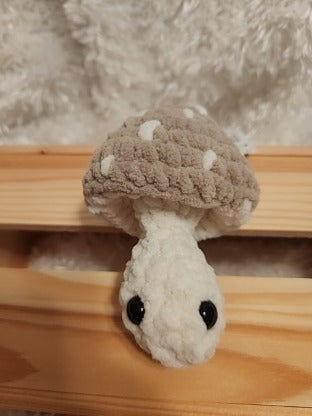 Mushroom Fidget Popper: Crocheted tan, cream colored