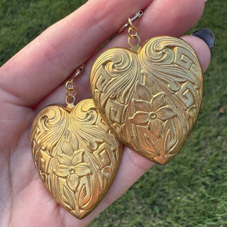 Large Brass Heart Earrings MTS