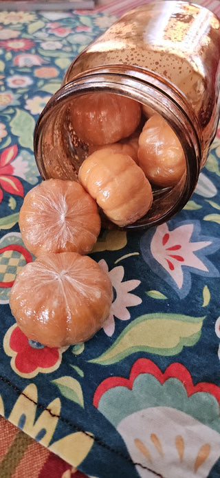 Mercury glass canning jar, filled with pumpkin soaps, 6.75" tall, RSV|104531