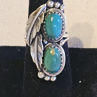 .925  2  stone kingson turquoise ring sz 8|88339