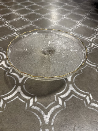 AJ - Glass Cake Stand with Gold Trim MTS|120354