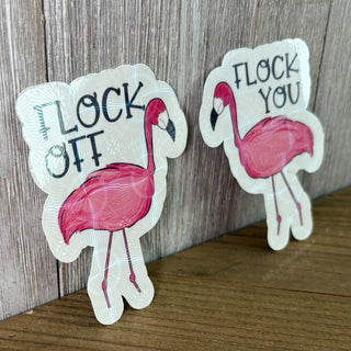 Flamingo Pun Sticker - Flock Off RV