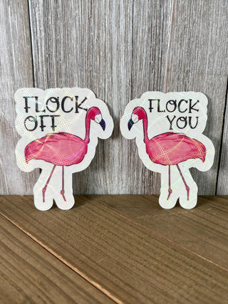 Flamingo Pun Sticker - Flock Off RV