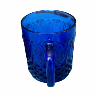 Vtg.Cobalt Blue Glass Mugs, Set of 2, Made in FRANCE-RSV|142704